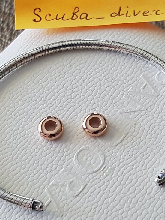 RARE Pandora Two-Tone Rose Gold Silver Moments Snake Chain Open Bracelet Bangle - Picture 8 of 13